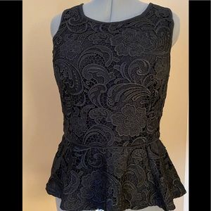 Black Lace Peplum Top